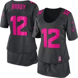 Nike New England Patriots #12 Tom Brady Dark Grey Womens Breast Cancer Awareness Stitched NFL Elite Jersey