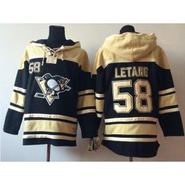 Pittsburgh Penguins #58 Kris Letang Black Sawyer Hooded Sweatshirt Stitched NHL Jersey