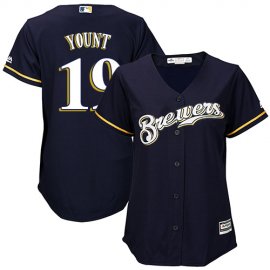 Milwaukee Brewers #19 Robin Yount Navy Blue Alternate Womens Stitched MLB Jersey