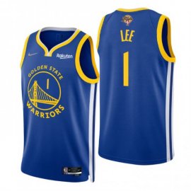 Nike Golden State Warriors #1 Damion Lee Royal Womens 2022 NBA Finals Icon Edition 75th Anniversary Diamond Swingman Jersey Womens