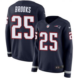 Nike New England Patriots #25 Terrence Brooks Navy Blue Team Color Womens Stitched NFL Limited Therma Long Sleeve Jersey