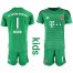 Bayern Munchen #1 Neuer Green Goalkeeper Kid Soccer Club Jersey