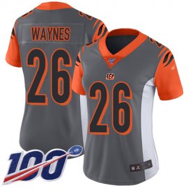 Nike Cincinnati Bengals #26 Trae Waynes Silver Womens Stitched NFL Limited Inverted Legend 100th Season Jersey