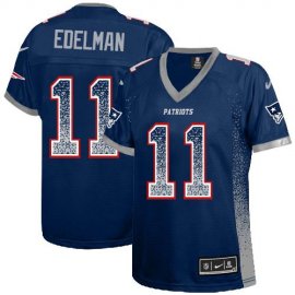 Nike New England Patriots #11 Julian Edelman Navy Blue Team Color Womens Stitched NFL Elite Drift Fashion Jersey