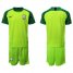 Brazil Blank Shiny Green Goalkeeper Soccer Country Jersey
