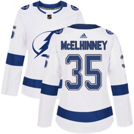 Adidas Tampa Bay Lightning #35 Curtis McElhinney White Road Authentic Womens Stitched NHL Jersey