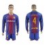Barcelona #4 I.Rakitic Home Long Sleeves Soccer Club Jersey