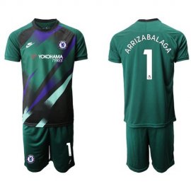 Chelsea #1 Arrizabalaga Green Goalkeeper Soccer Club Jersey
