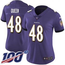 Nike Baltimore Ravens #48 Patrick Queen Purple Team Color Womens Stitched NFL 100th Season Vapor Untouchable Limited Jersey