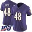 Nike Baltimore Ravens #48 Patrick Queen Purple Team Color Womens Stitched NFL 100th Season Vapor Untouchable Limited Jersey