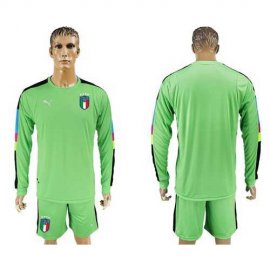 Italy Blank Green Long Sleeves Goalkeeper Soccer Country Jersey