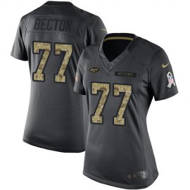 Nike New York Jets #77 Mekhi Becton Black Womens Stitched NFL Limited 2016 Salute to Service Jersey