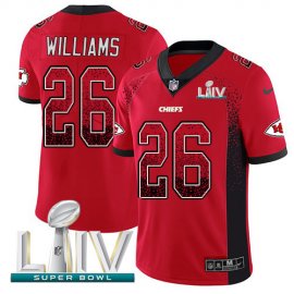 Nike Kansas City Chiefs #26 Damien Williams Red Super Bowl LIV 2020 Team Color Youth Stitched NFL Limited Rush Drift Fashion Jersey