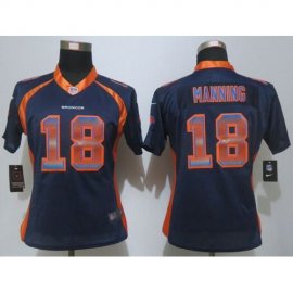 Nike Denver Broncos #18 Peyton Manning Blue Alternate Womens Stitched NFL Elite Strobe Jersey
