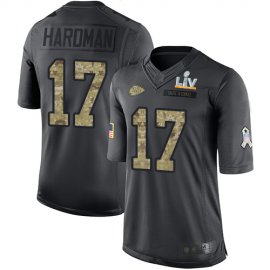Nike Kansas City Chiefs #17 Mecole Hardman Black Mens Super Bowl LV Bound Stitched NFL Limited 2016 Salute to Service Jersey