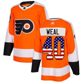 Adidas Philadelphia Flyers #40 Jordan Weal Orange Home Authentic USA Flag Stitched NHL Jersey