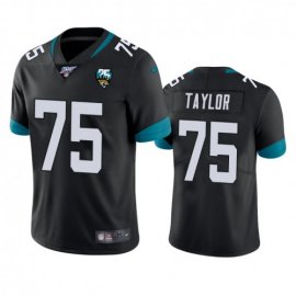 Nike Jacksonville Jaguars #75 Jawaan Taylor Black 25th Anniversary Vapor Limited Stitched NFL 100th Season Jersey