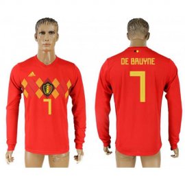 Belgium #7 DE BRUYNE Home 2018 FIFA World Cup Long Sleeve Thailand Soccer Jersey