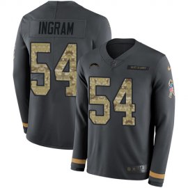 Nike Los Angeles Chargers #54 Melvin Ingram Anthracite Salute to Service Mens Stitched NFL Limited Therma Long Sleeve Jersey