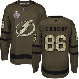 Adidas Tampa Bay Lightning #86 Nikita Kucherov Green Salute to Service 2020 Stanley Cup Champions Stitched NHL Jersey