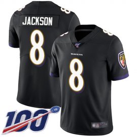 Nike Baltimore Ravens #8 Lamar Jackson Black Alternate Youth Stitched NFL 100th Season Vapor Limited Jersey