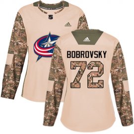 Adidas Columbus Blue Jackets #72 Sergei Bobrovsky Camo Authentic 2017 Veterans Day Womens Stitched NHL Jersey