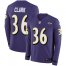 Nike Baltimore Ravens #36 Chuck Clark Purple Team Color Mens Stitched NFL Limited Therma Long Sleeve Jersey