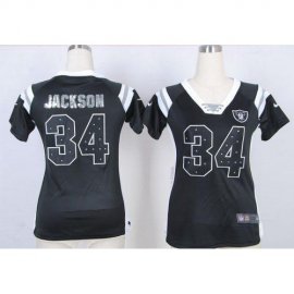 Nike Las Vegas Raiders #34 Bo Jackson Black Team Color Womens Stitched NFL Elite Draft Him Shimmer Jersey