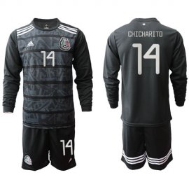 Mexico #14 Chicharito Home Long Sleeves Soccer Country Jersey