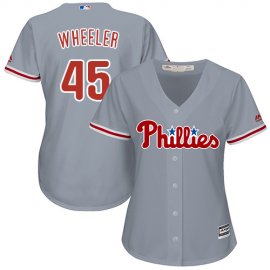 Philadelphia Phillies #45 Zack Wheeler Grey Road Womens Stitched MLB Jersey