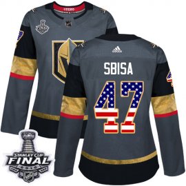 Adidas Vegas Golden Knights #47 Luca Sbisa Grey Home Authentic USA Flag 2018 Stanley Cup Final Womens Stitched NHL Jersey