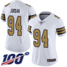 Nike New Orleans Saints #94 Cameron Jordan White Womens Stitched NFL Limited Rush 100th Season Jersey