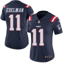 Nike New England Patriots #11 Julian Edelman Navy Blue Womens Stitched NFL Limited Rush Jersey