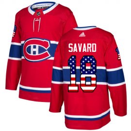 Adidas Montreal Canadiens #18 Serge Savard Red Home Authentic USA Flag Stitched NHL Jersey