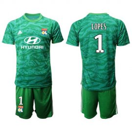 Lyon #1 Lopes Green Goalkeeper Soccer Club Jersey