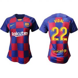 Womens Barcelona #22 Vidal Home Soccer Club Jersey
