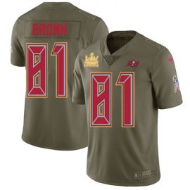 Nike Tampa Bay Buccaneers #81 Antonio Brown Olive Mens Super Bowl LV Champions Patch Stitched NFL Limited 2017 Salute To Service Jersey
