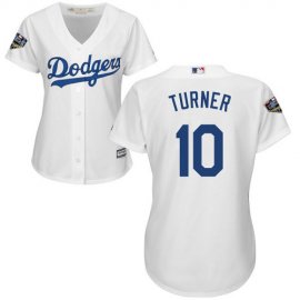 Los Angeles Dodgers #10 Justin Turner White Home 2018 World Series Womens Stitched MLB Jersey