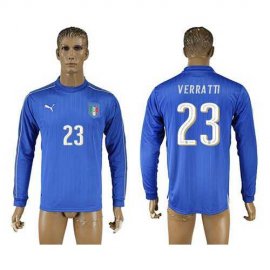 Italy #23 Verratti Blue Home Long Sleeves Soccer Country Jersey