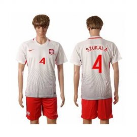Poland #4 Szukala Home Soccer Country Jersey