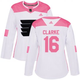 Adidas Philadelphia Flyers #16 Bobby Clarke White/Pink Authentic Fashion Womens Stitched NHL Jersey