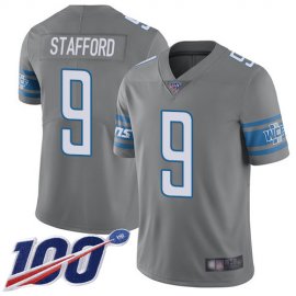 Nike Detroit Lions #9 Matthew Stafford Gray Mens Stitched NFL Limited Rush 100th Season Jersey