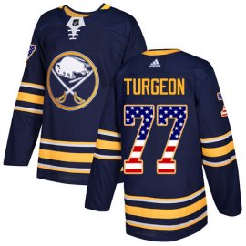 Adidas Buffalo Sabres #77 Pierre Turgeon Navy Blue Home Authentic USA Flag Stitched NHL Jersey