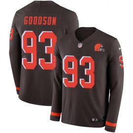 Nike Cleveland Browns #93 B.J. Goodson Brown Team Color Mens Stitched NFL Limited Therma Long Sleeve Jersey