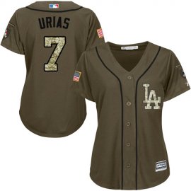 Los Angeles Dodgers #7 Julio Urias Green Salute to Service Womens Stitched MLB Jersey