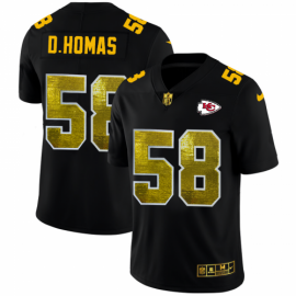 Kansas City Chiefs #58 Derrick Thomas Mens Black Nike Golden Sequin Vapor Limited NFL Jersey