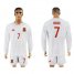 Spain #7 Morata White Away Long Sleeves Soccer Country Jersey