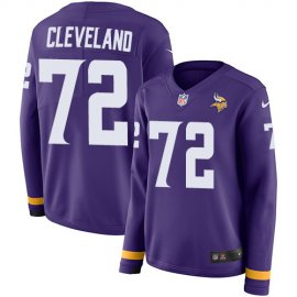 Nike Minnesota Vikings #72 Ezra Cleveland Purple Team Color Womens Stitched NFL Limited Therma Long Sleeve Jersey