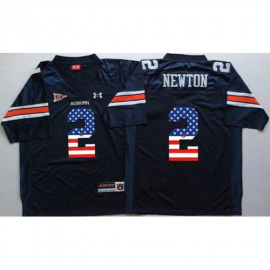 Auburn Tigers #2 Cam Newton Navy USA Flag College Jersey
