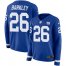 Nike New York Giants #26 Saquon Barkley Royal Blue Team Color Womens Stitched NFL Limited Therma Long Sleeve Jersey